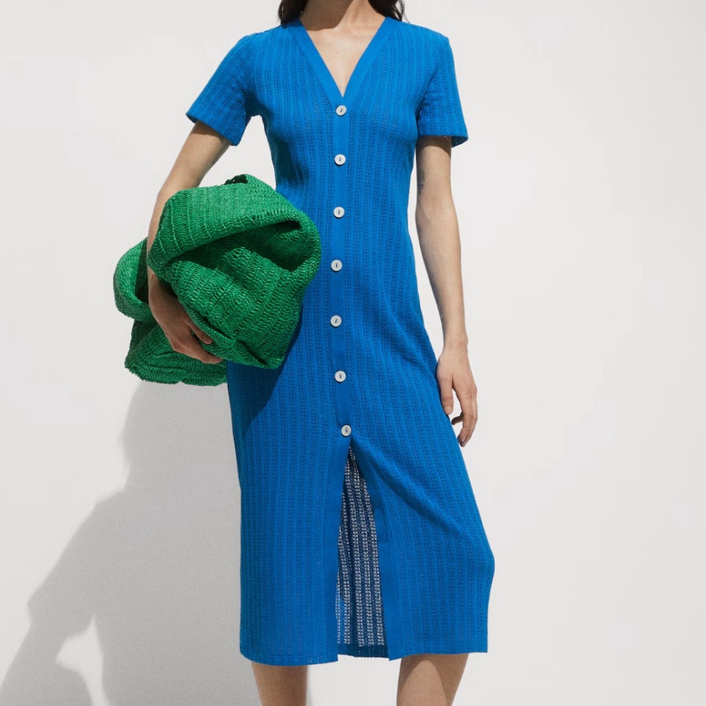 Mango Button crochet coverup dress